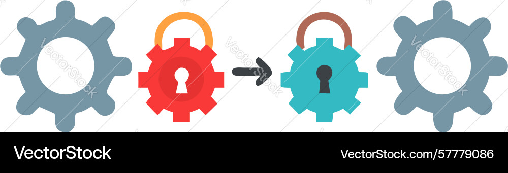Evolving security gears and transforming padlock vector image