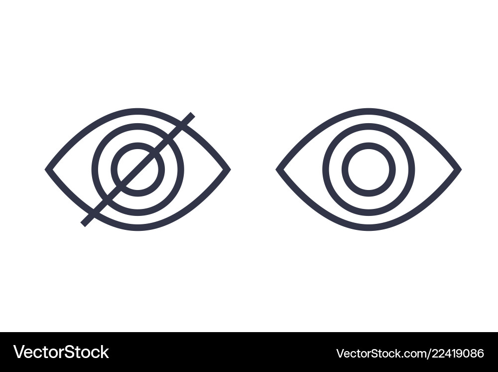 Hide show linear icons with eye Royalty Free Vector Image