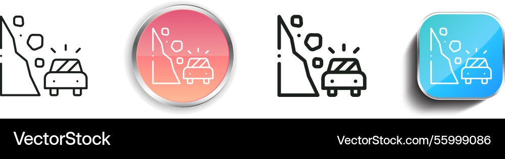 Landslide icon thin linear regular and button vector image
