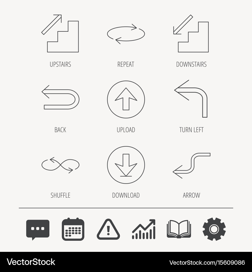 Linear Arrow Icons - Download, Repeat, Upload vector image