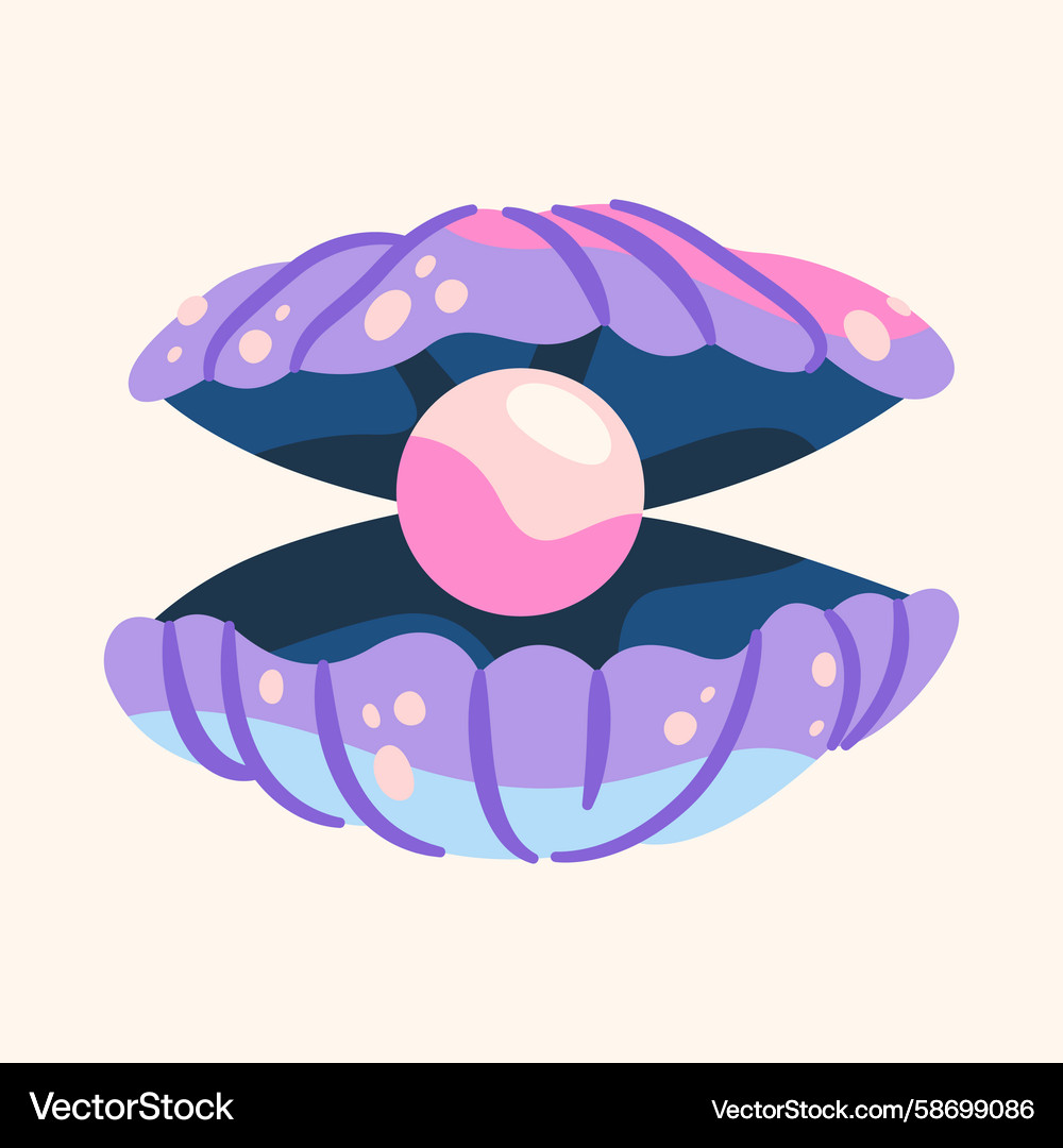 Opened shell with pearl seashell gem Opened shell with pearl seashell gem Vector Image