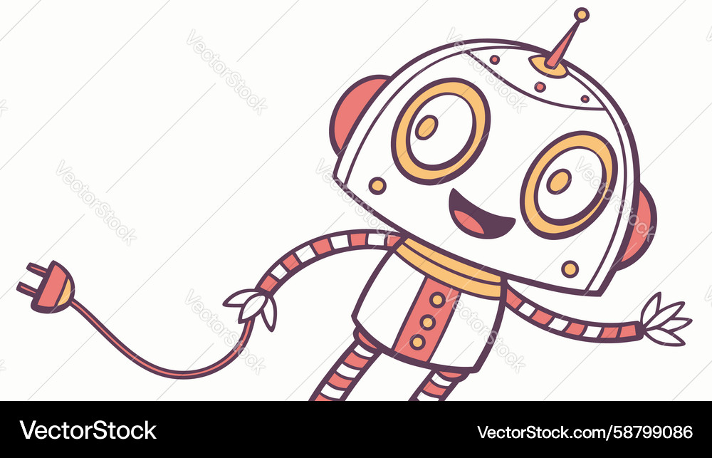Playful Robot with Cord Vector Image