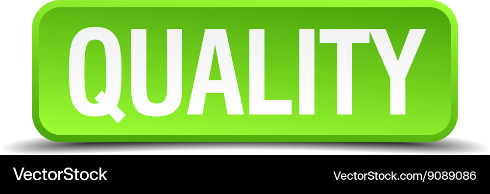 Quality green 3d realistic square isolated button Vector Image
