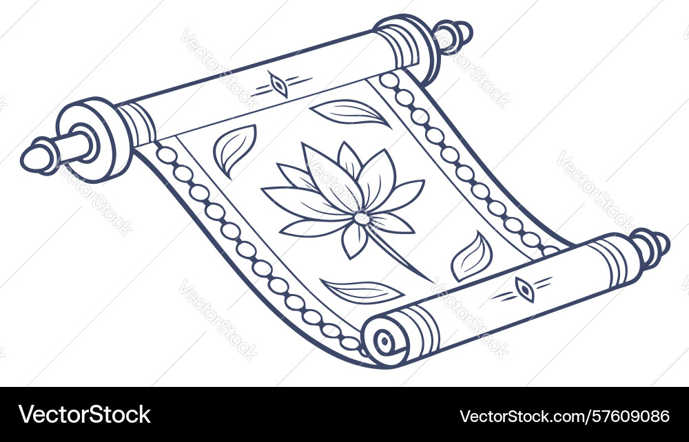 Scroll with decorative border pattern design vector image
