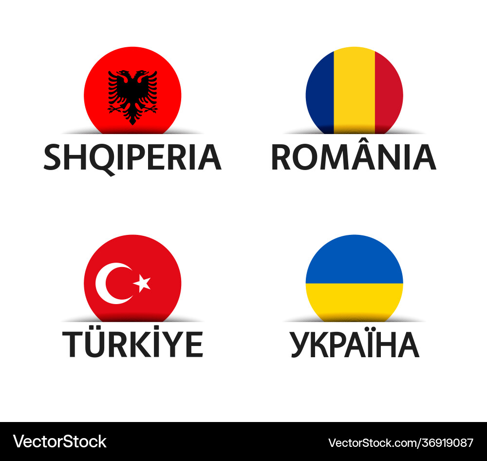 Albania romania turkey and ukraine ribbons Albania romania turkey and ukraine ribbons vector image