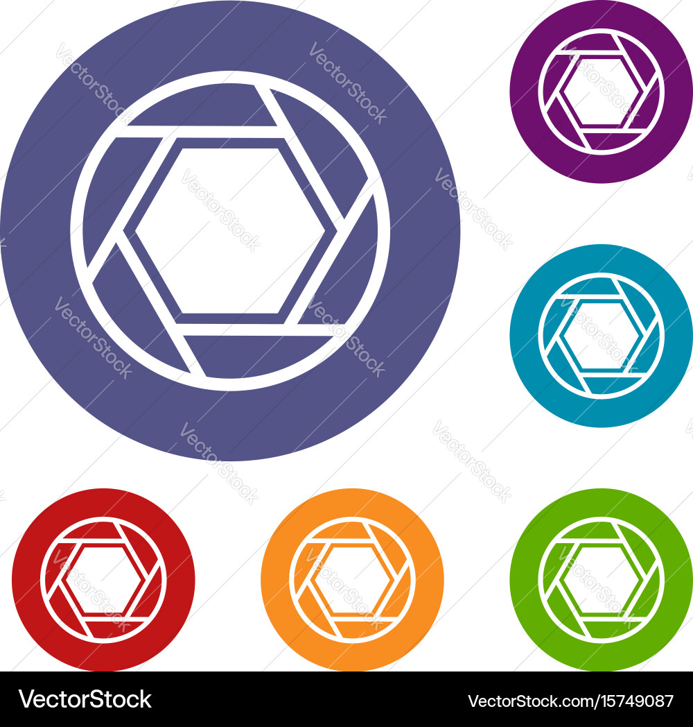 Close objective icons set Vector Image