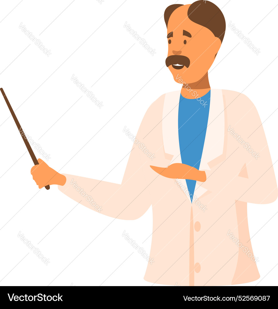 Doctor explaining something holding pointer stick Vector Image