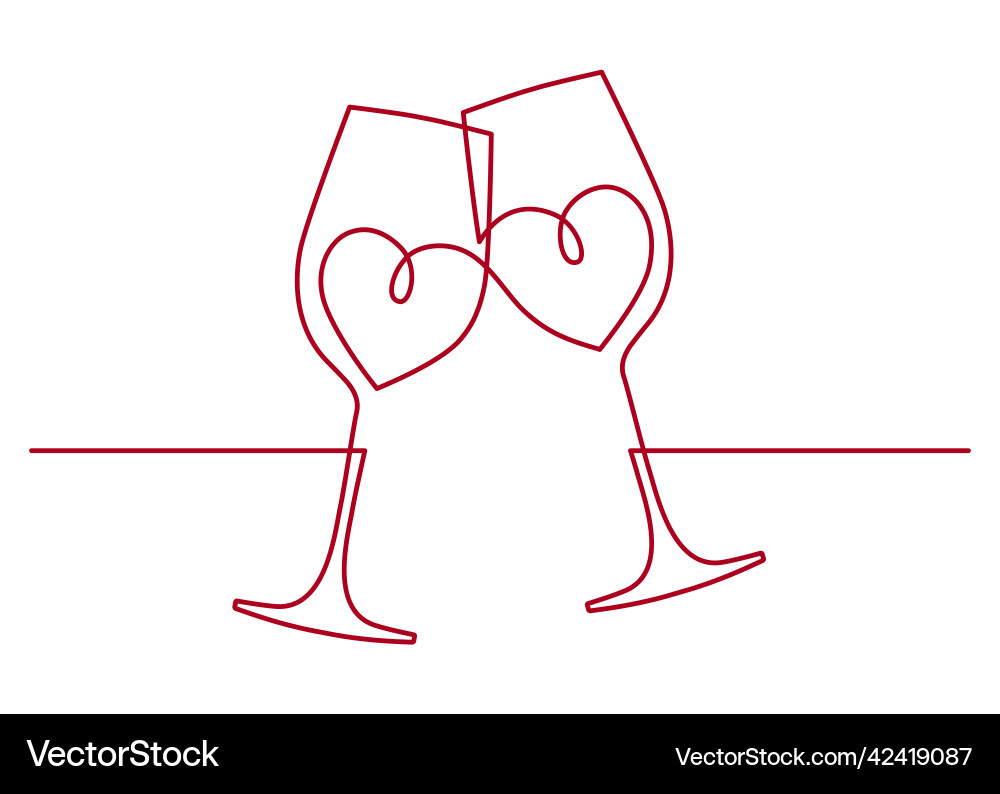 Hearts glasses one line Hearts glasses one line vector image