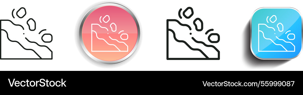 Landslide icon thin linear regular and button vector image