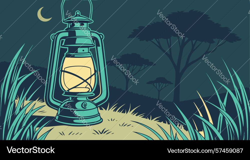 Lantern in a mystical forest design generative ai vector image