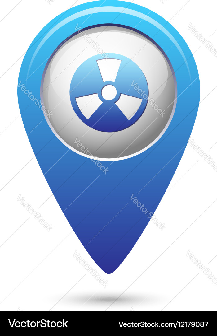 Radioactive icon on blue map pointer Vector Image