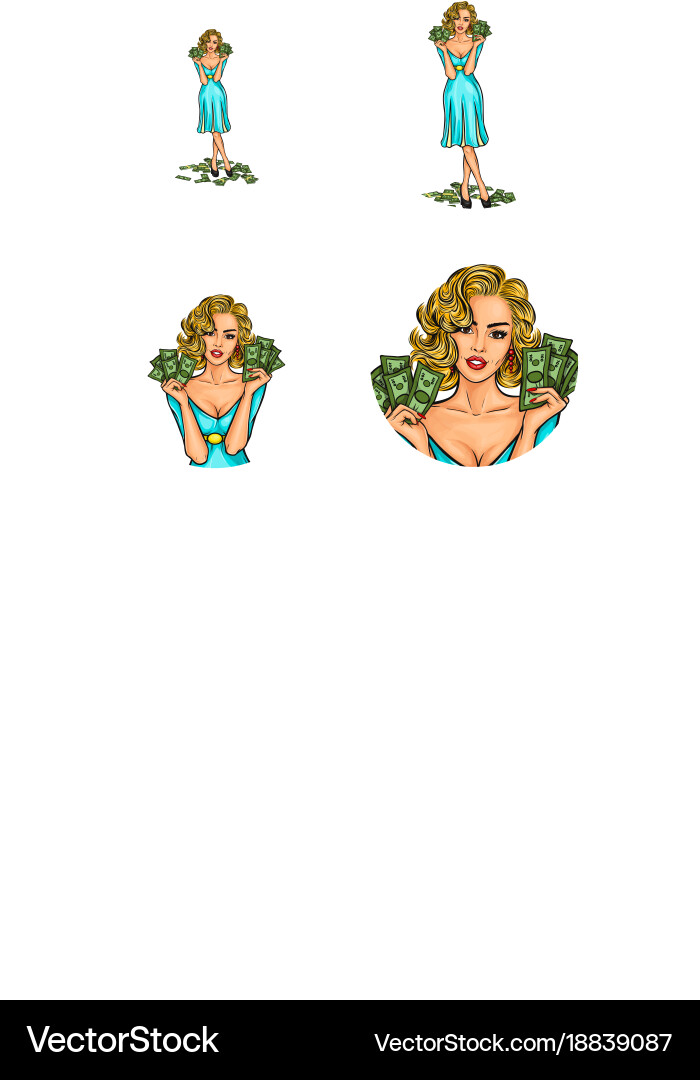 Set of pop art round avatar icons for users Vector Image