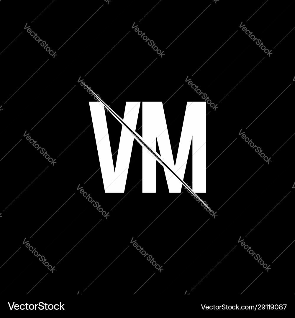 Vm logo monogram with slash style design template Vector Image