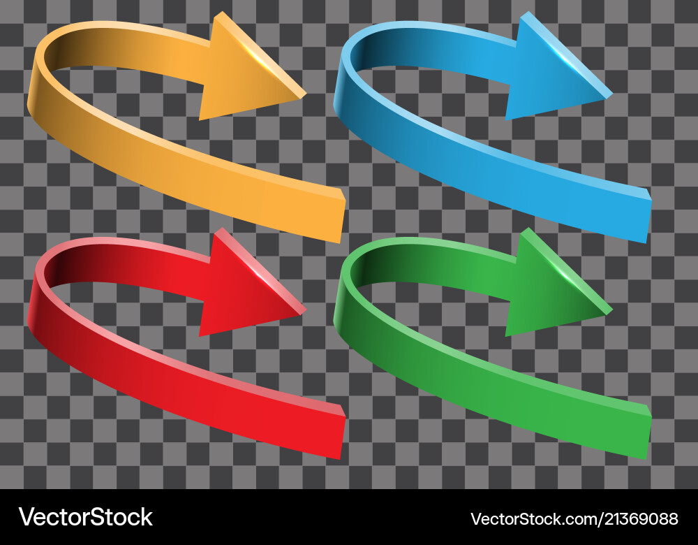 Arrow color 3d curve direction set collection Arrow color 3d curve direction set collection vector image