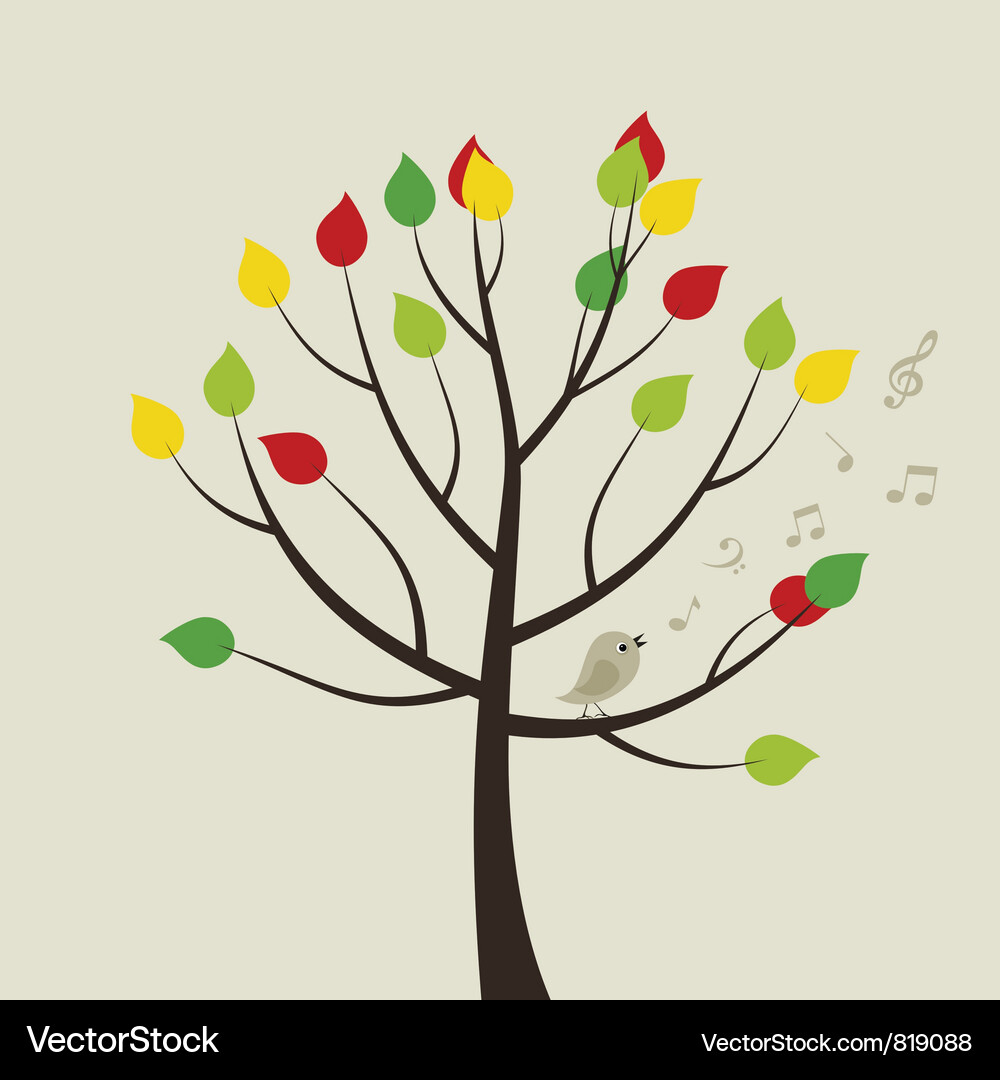 Colorful Bird on Branch Vector Image
