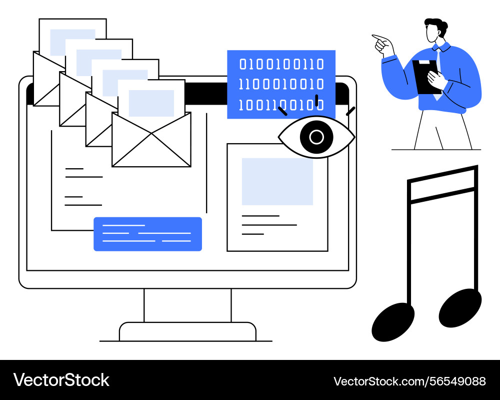 Digital communication concept with emails data Digital communication concept with emails data vector image
