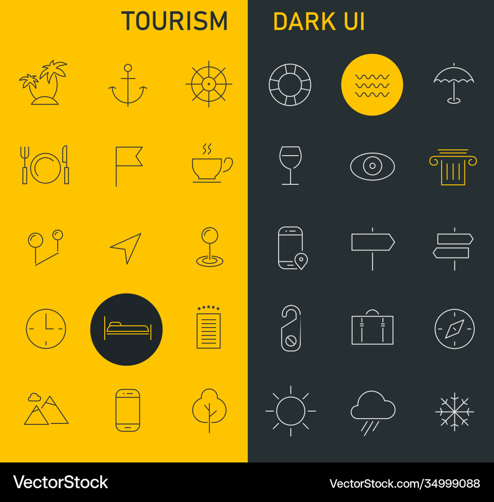 Inline Tourismus Icons Sammlung trendy linear Inline Tourismus Icons Sammlung trendy linear vektorbild