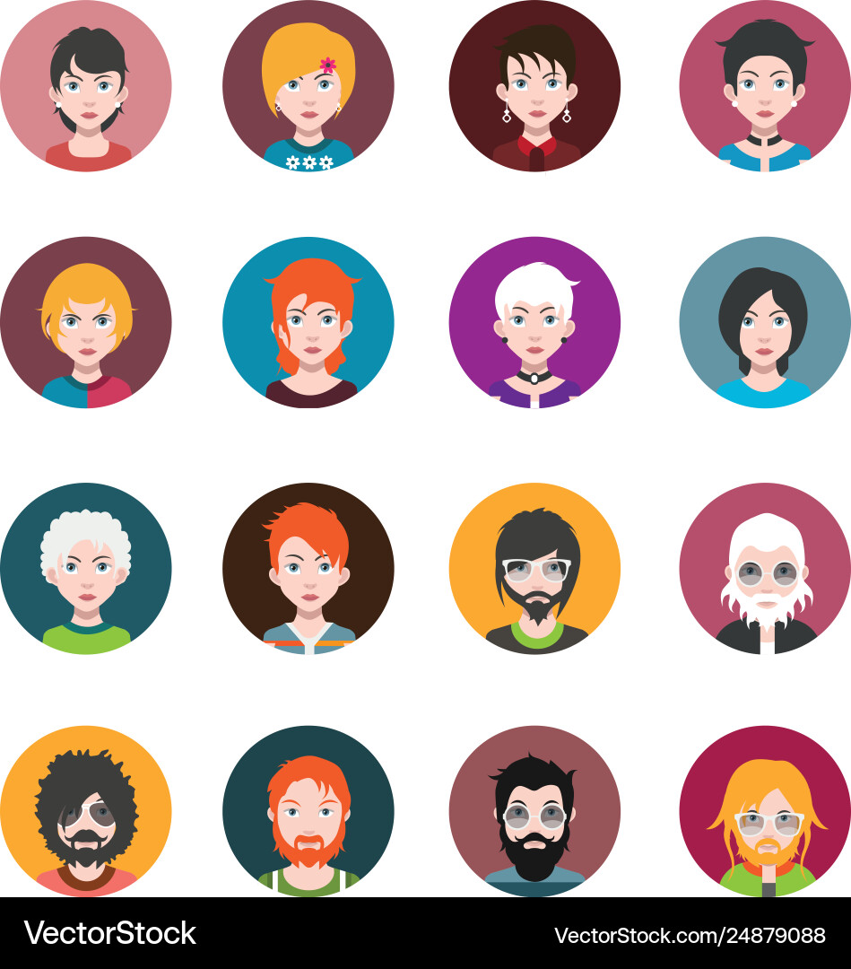 Set colorful avatars characters Vector Image