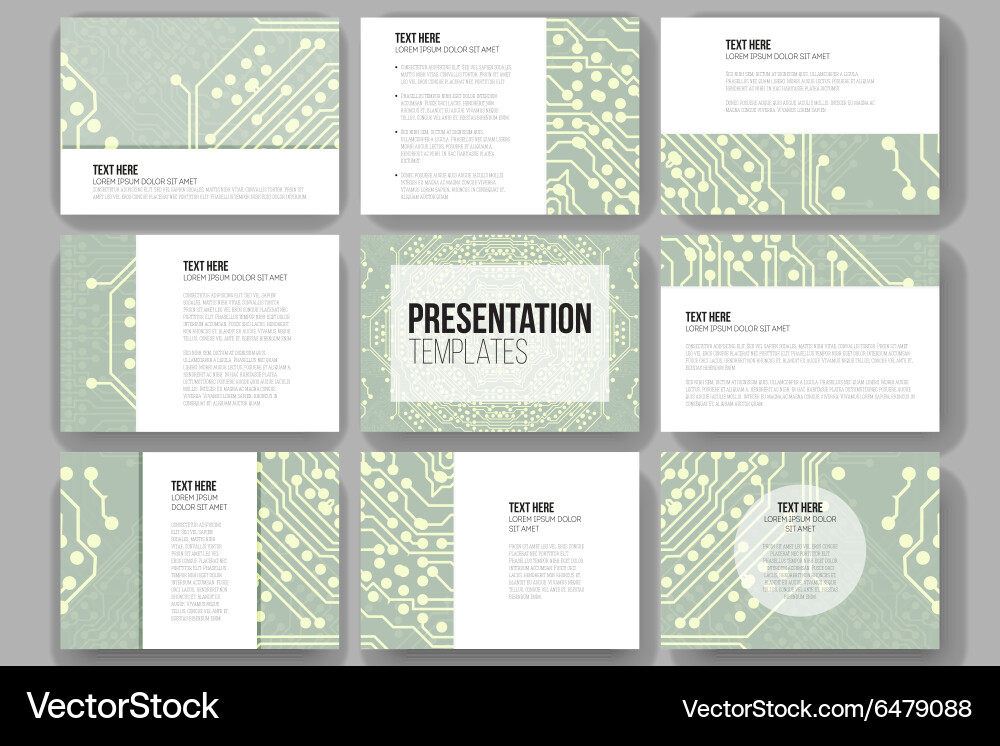 Set of 9 templates for presentation slides Vector Image