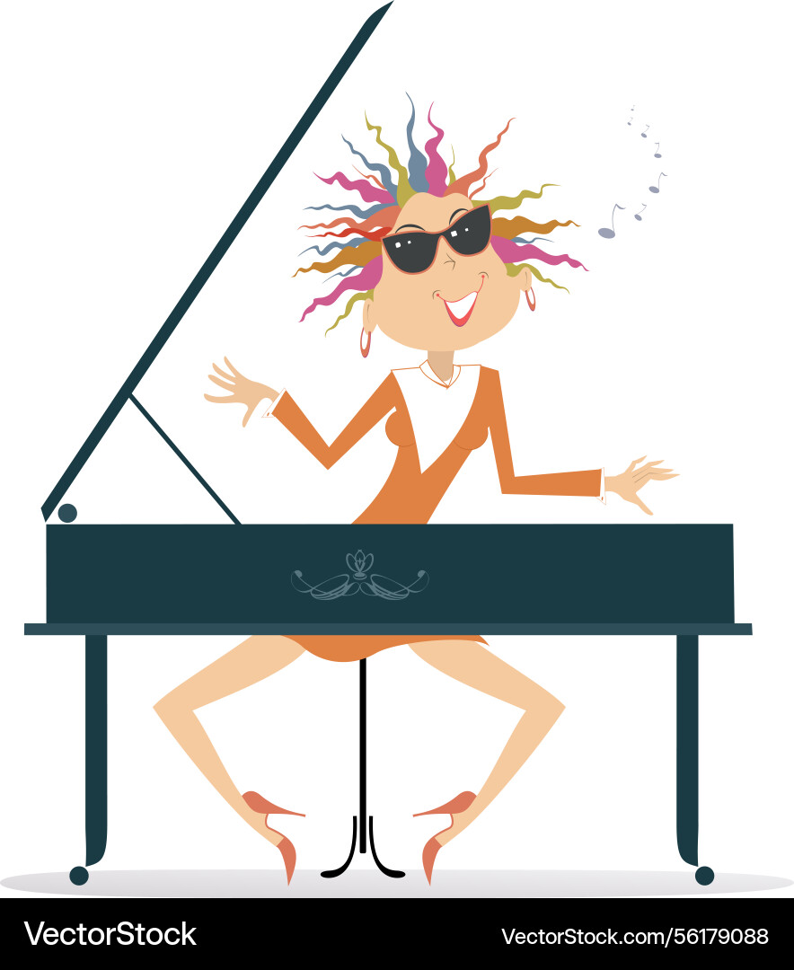 Young pianist and singer woman Young pianist and singer woman vector image