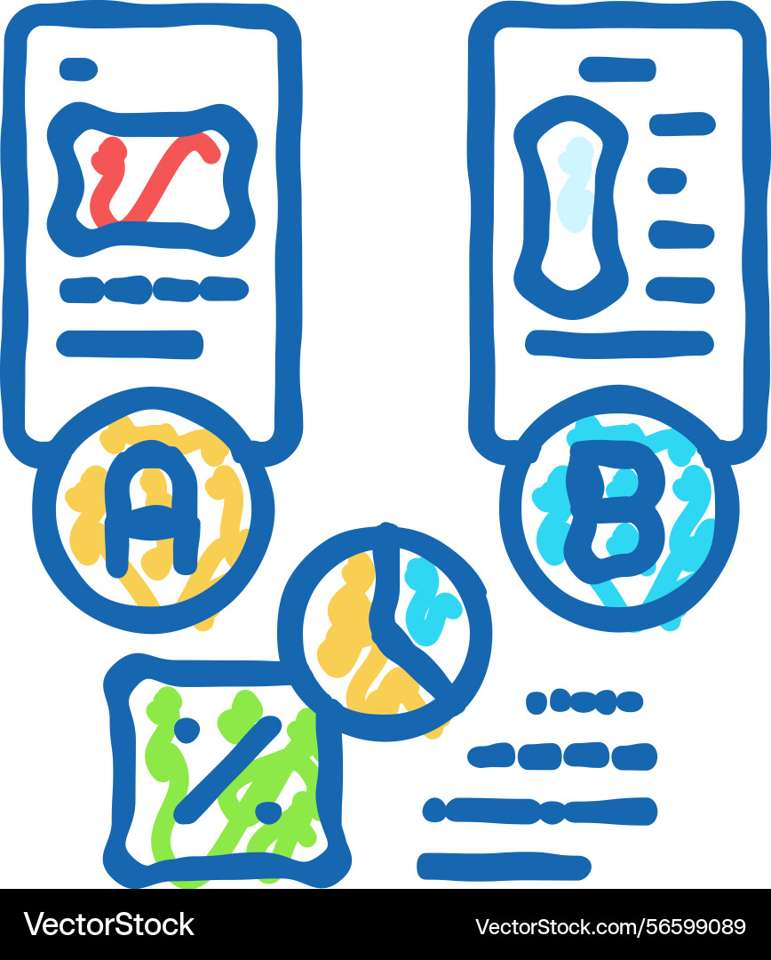 Ab testing ux ui design icon doodle vector image