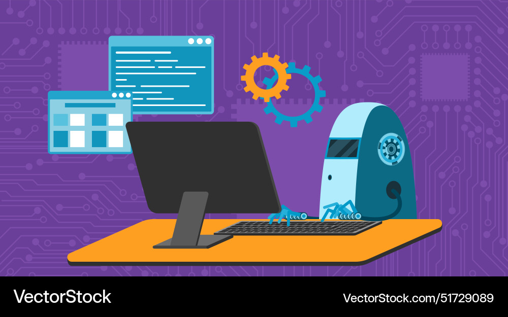 Automated work of software business project Automated work of software business project vector image