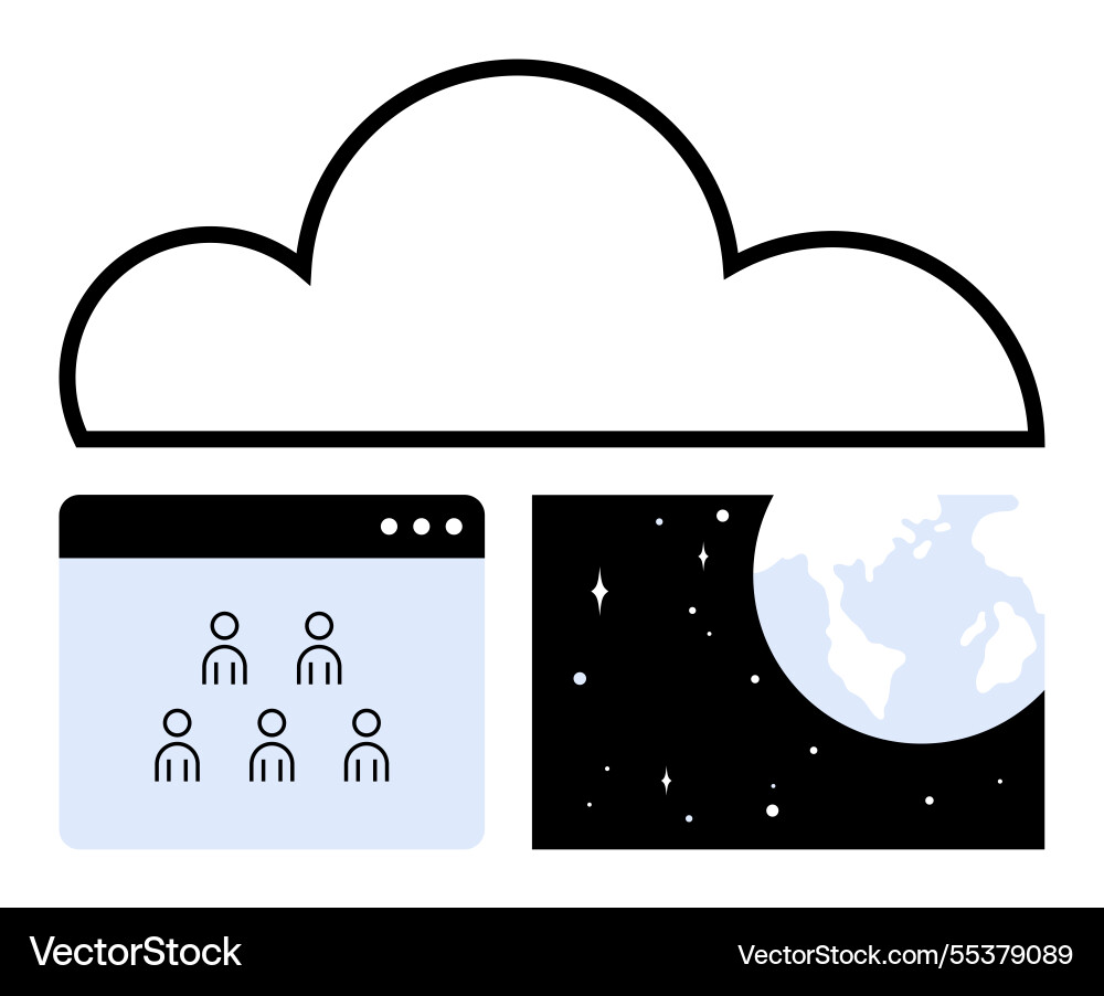 Cloud computing concept with user interface vector image