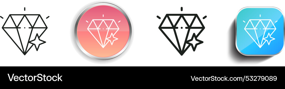 Diamond icon thin linear regular and button style Vector Image