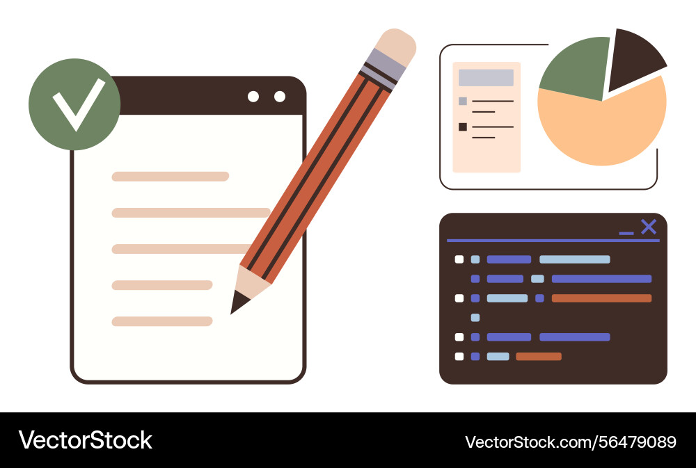 Digital workspace with task checklist data Digital workspace with task checklist data vector image