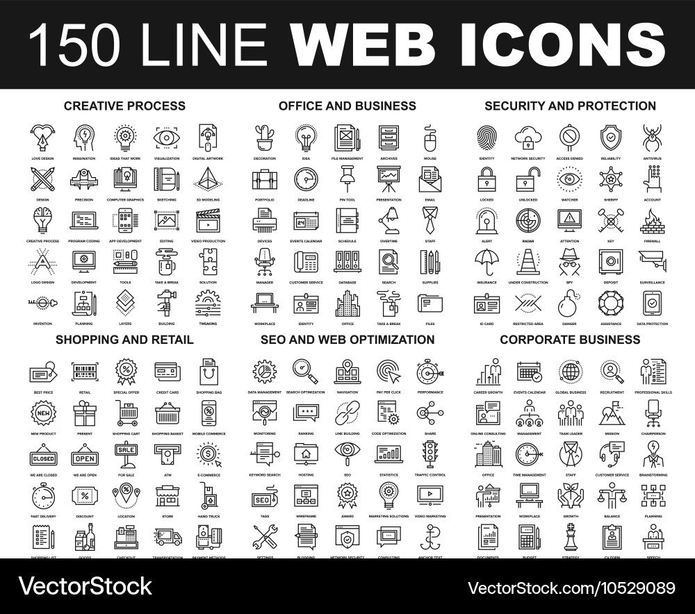 Line web icons Royalty Free Vector Image - VectorStock