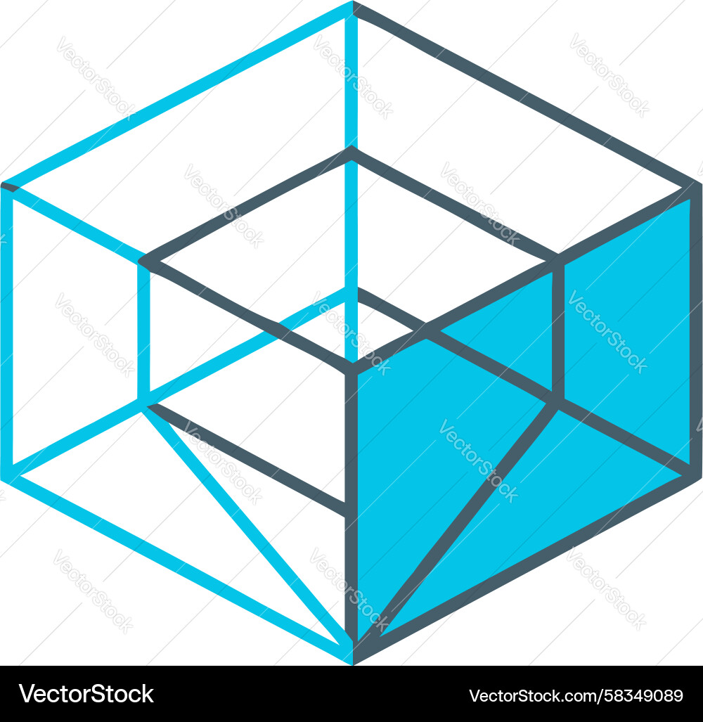 Open Wireframe Cube with Light Vector Image