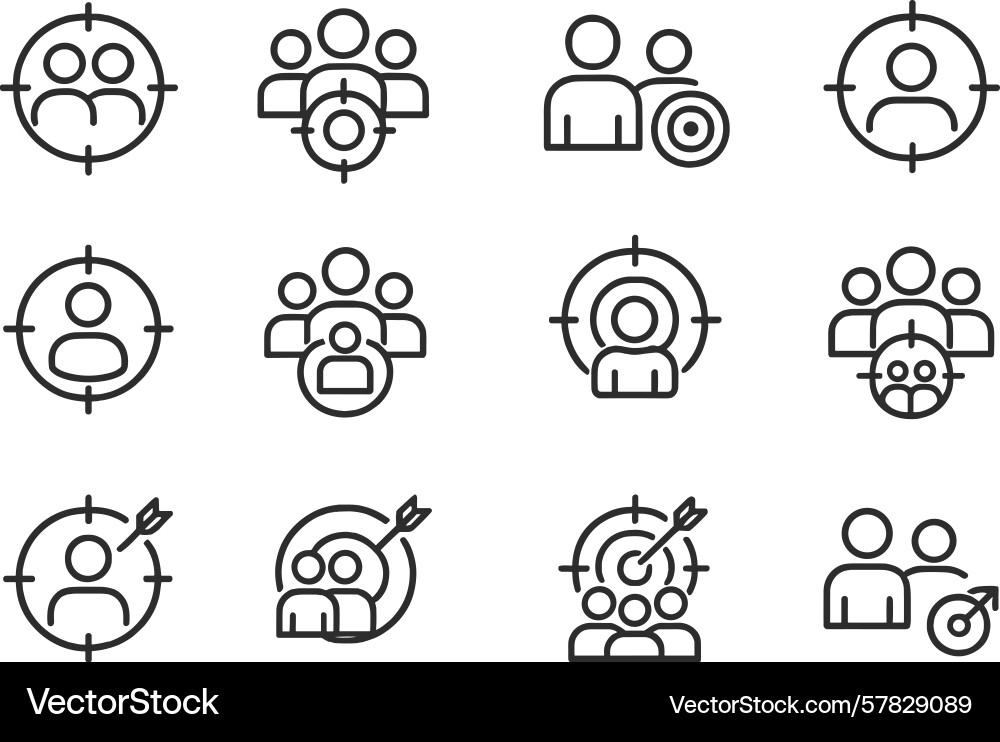 Set of simple line icons depicting target audience Set of simple line icons depicting target audience Vector Image