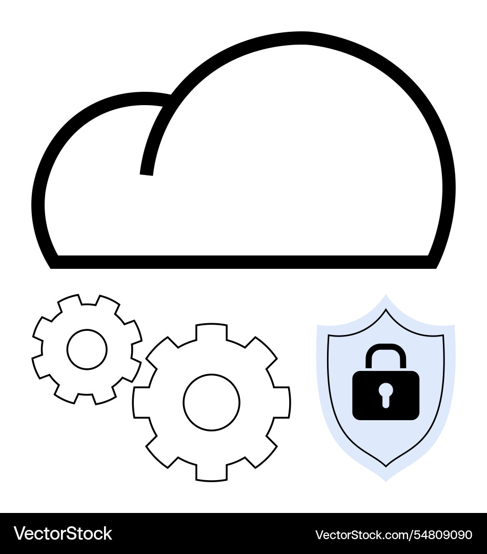 Cloud computing security with gears and shield Cloud computing security with gears and shield vector image