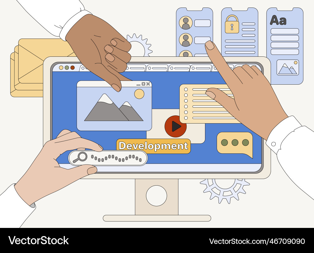 Programmers Building UX/UI Vector Image