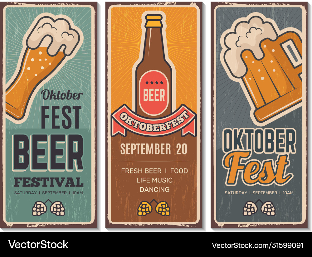Beer festival invitation oktoberfest vintage Beer festival invitation oktoberfest vintage vector image