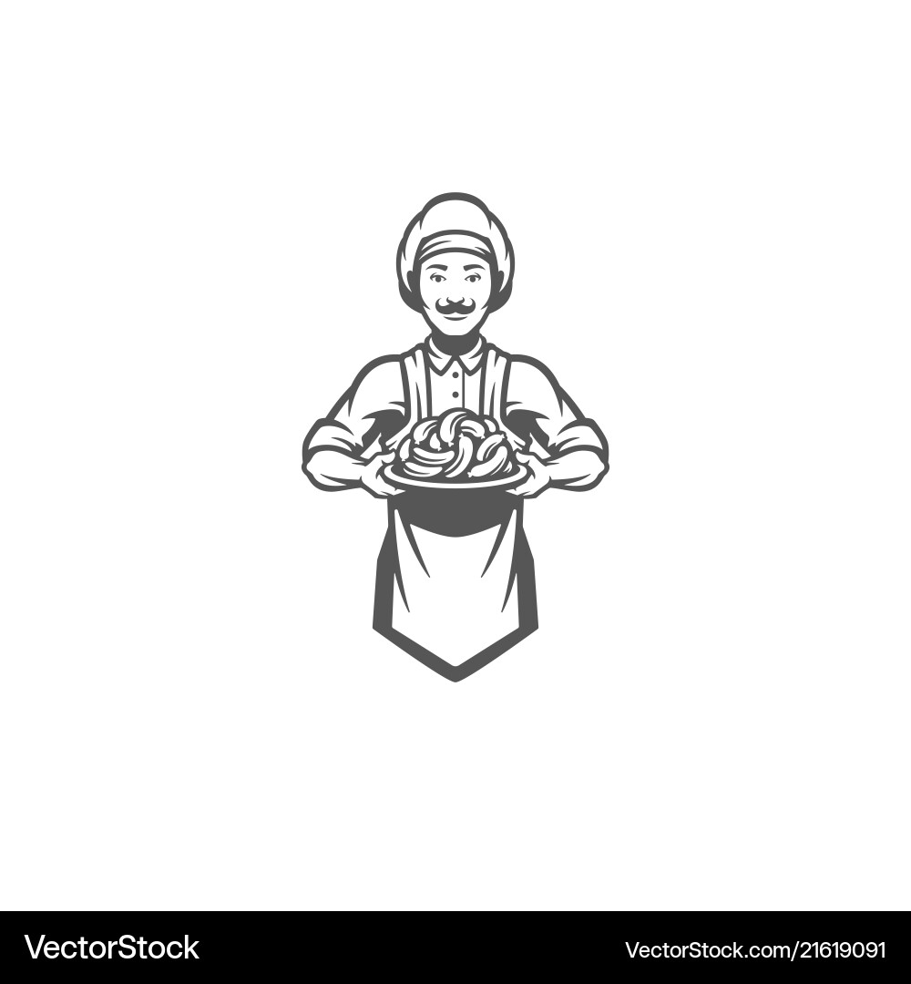 Chef man holding meat sausages silhouette Chef man holding meat sausages silhouette vector image