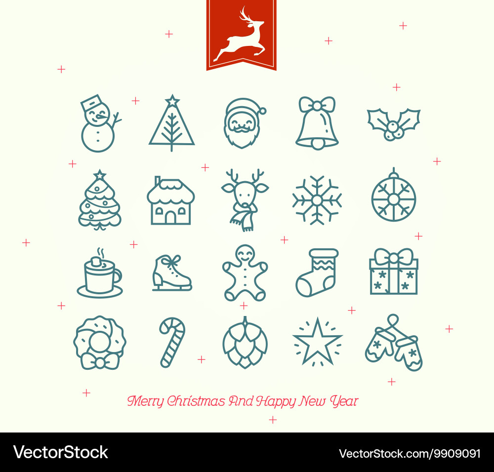 Christmas Icon Set - Festive Decorations vector image