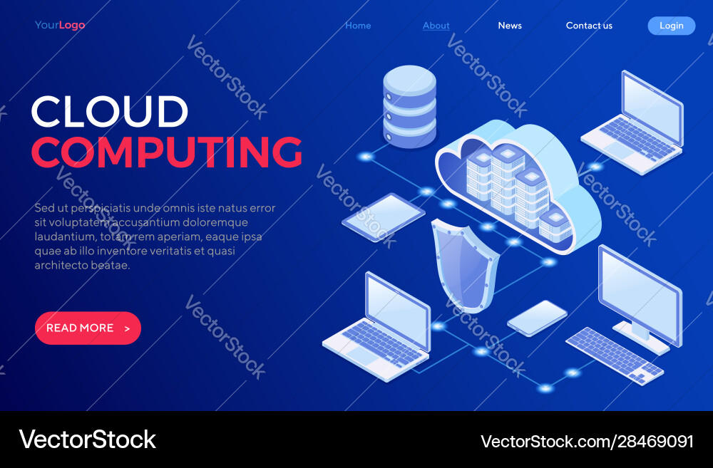 Cloud computing technology isometric Cloud computing technology isometric vector image