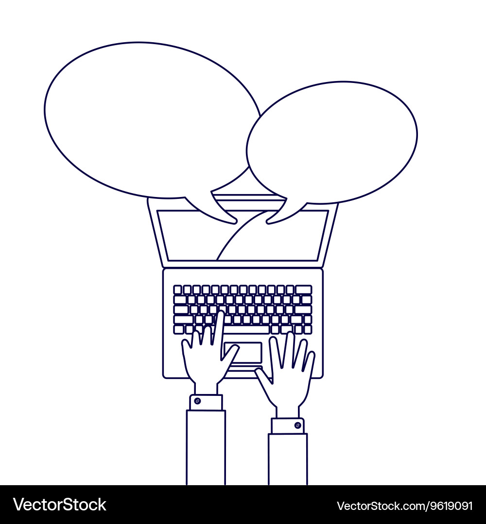 Computer network line style vector image