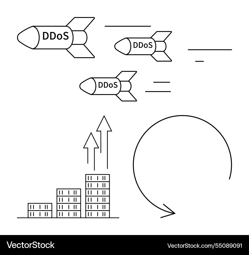 Cybersecurity threat ddos attacks targeting Vector Image