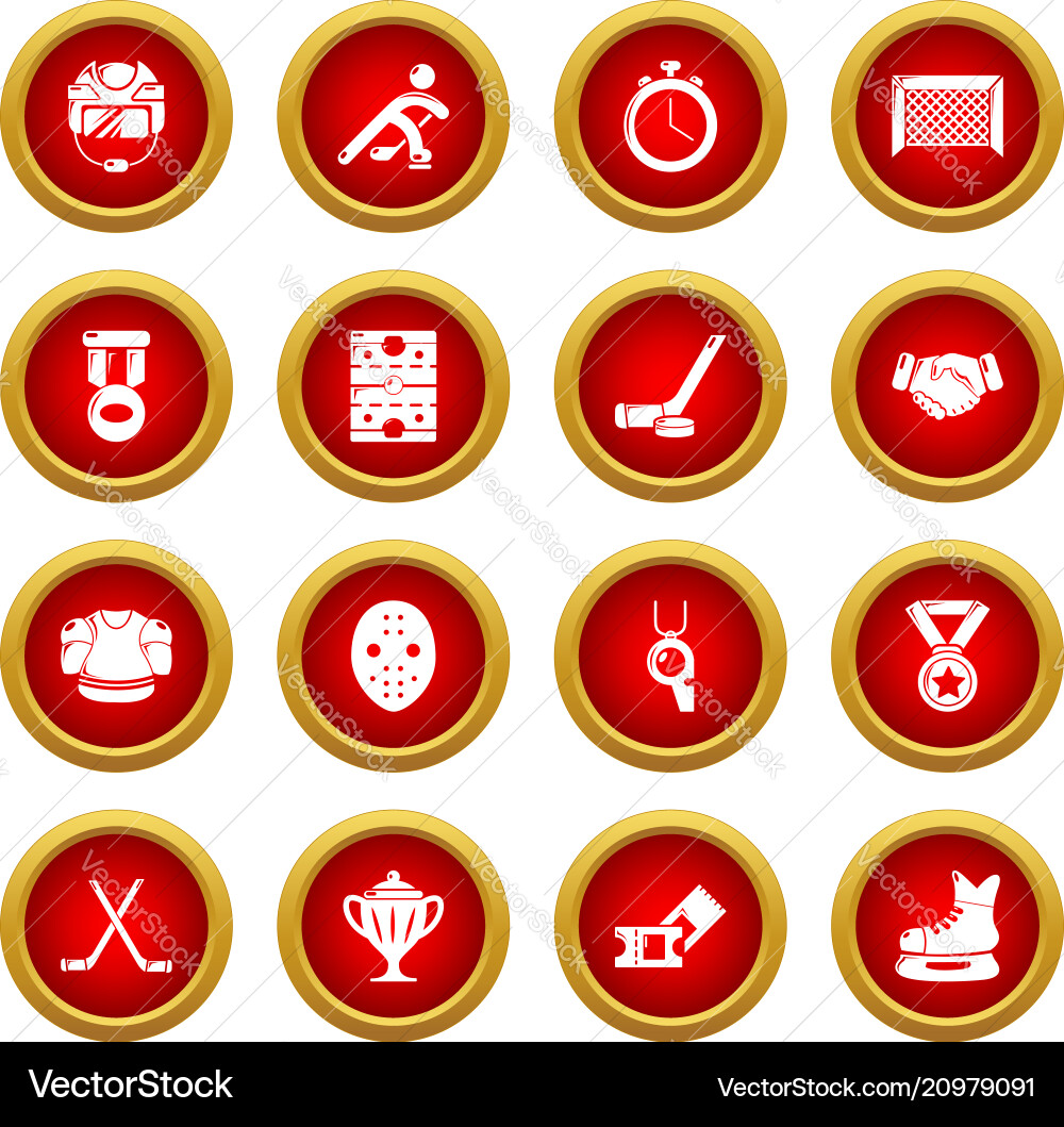 Hockey icons set simple style Hockey icons set simple style vector image