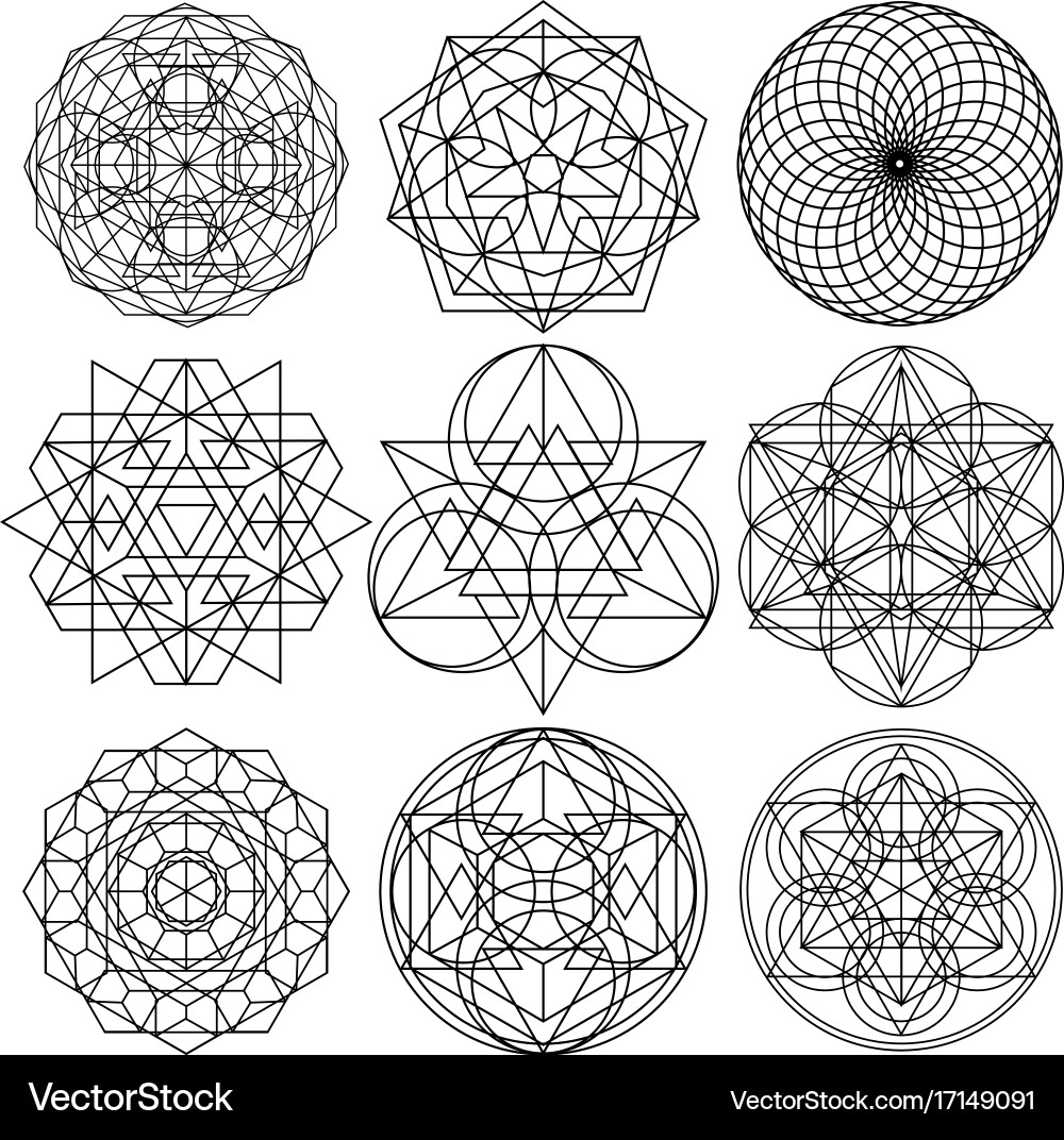 Sacred Geometry Symbol Set - Repeating Patterns vector image