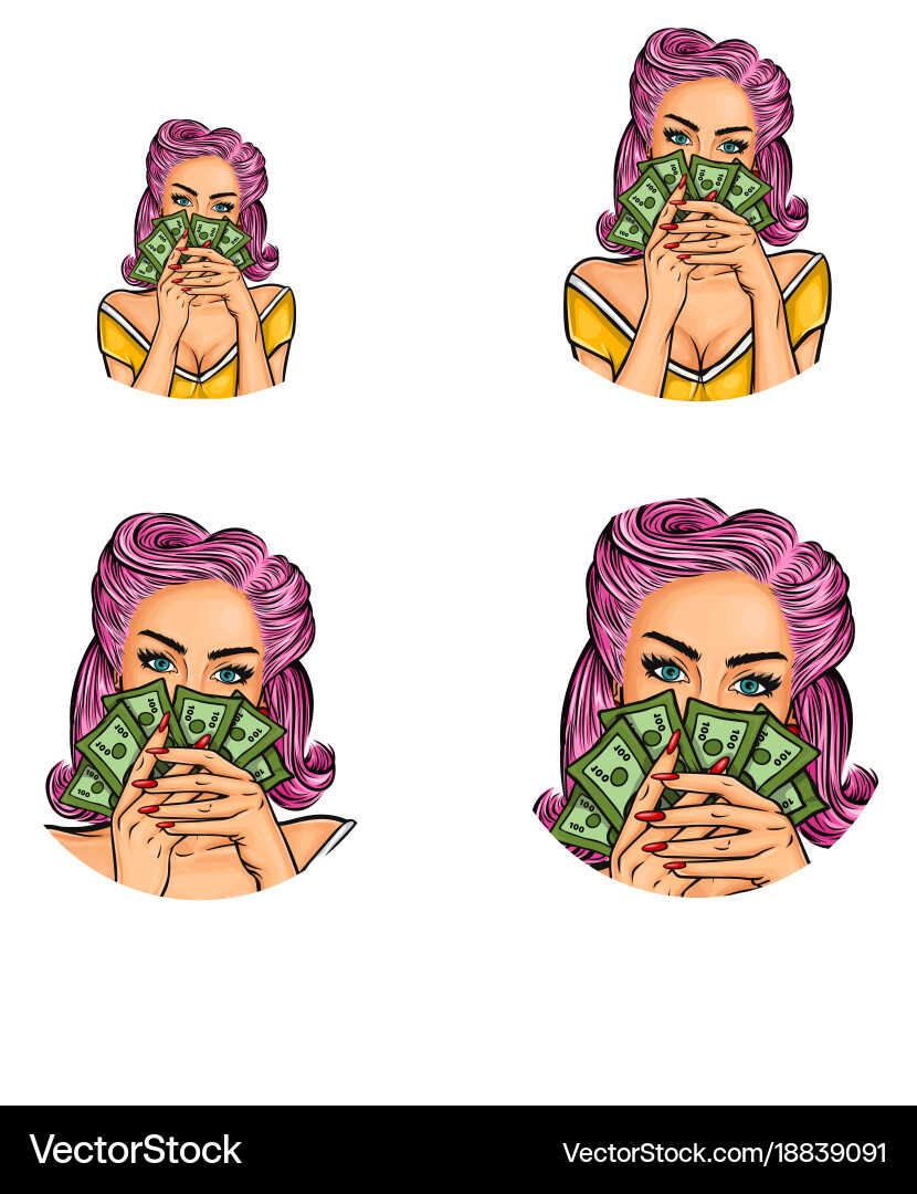 Set of pop art round avatar icons for users Vector Image