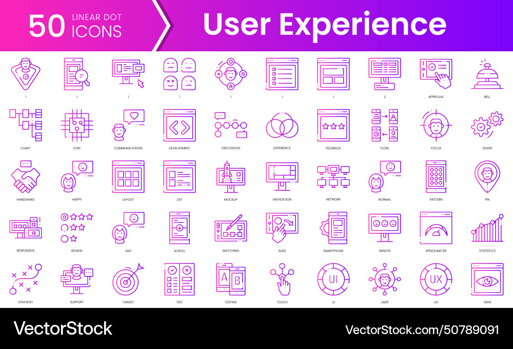 Set of user experience icons gradient style icon Set of user experience icons gradient style icon vector image
