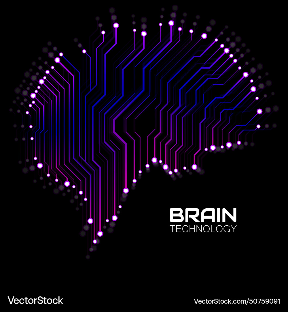 Technological brain circuit board abstract vector image