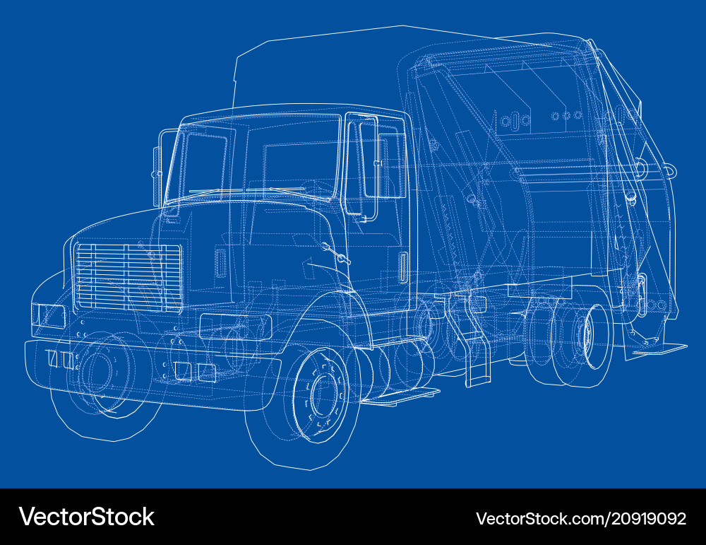 3D Garbage Truck Rendering Vector Image