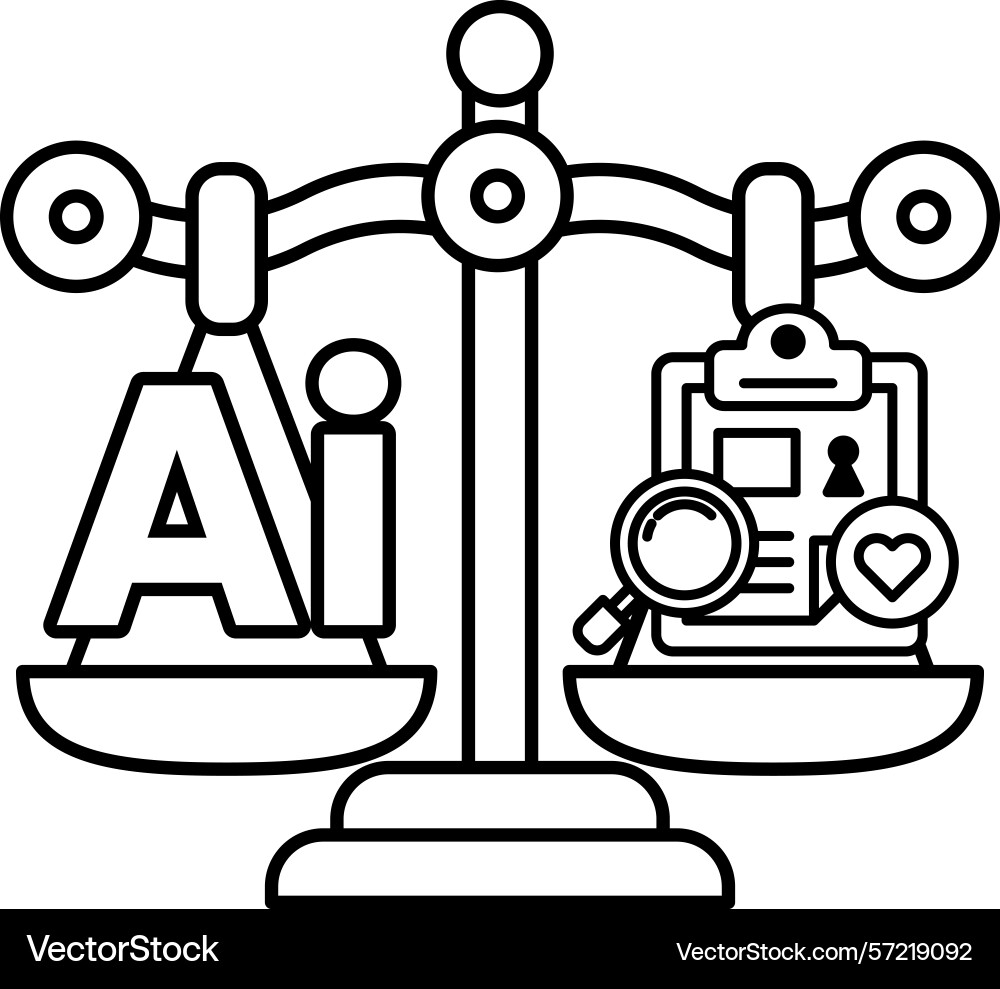 A scale with the word ai on one side vector image