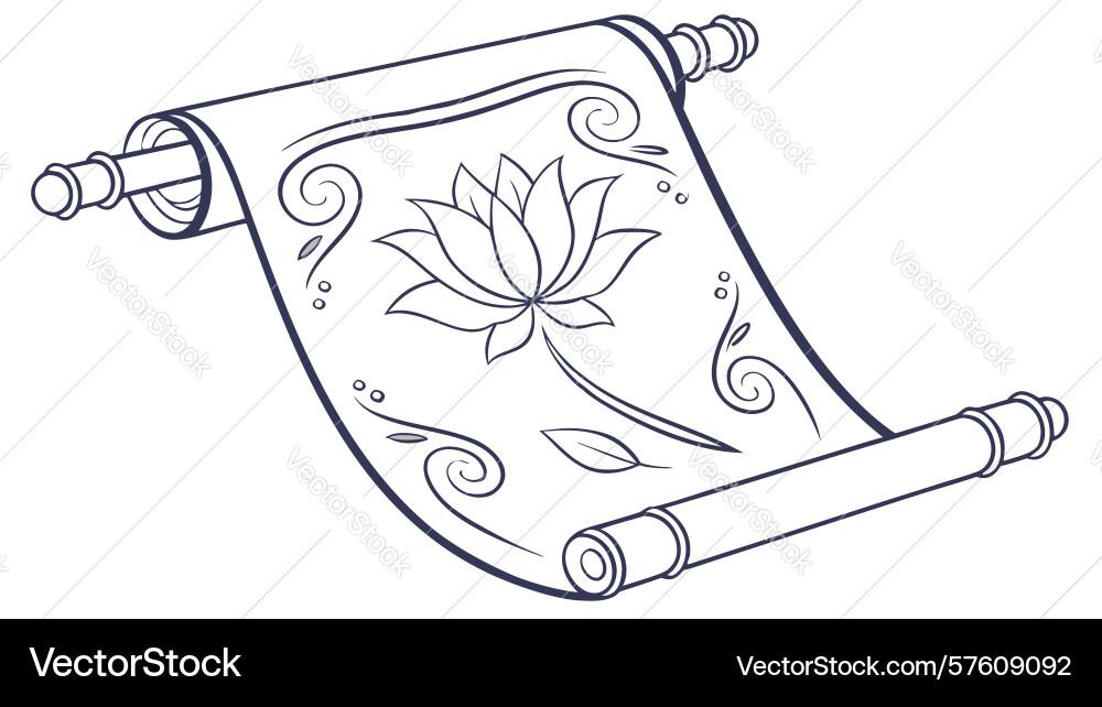 Decorative scroll with botanical art design Vector Image