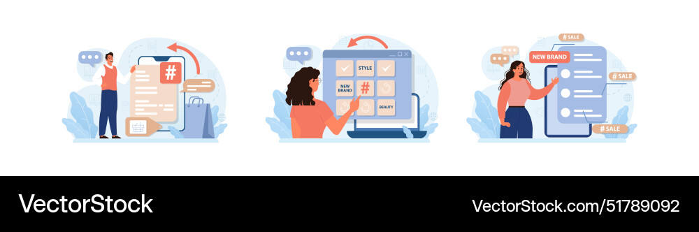 Hashtag set character using digital device Hashtag set character using digital device vector image