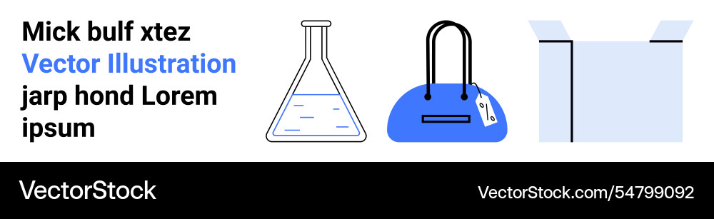 Laboratory flask duffle bag and open box Laboratory flask duffle bag and open box vector image